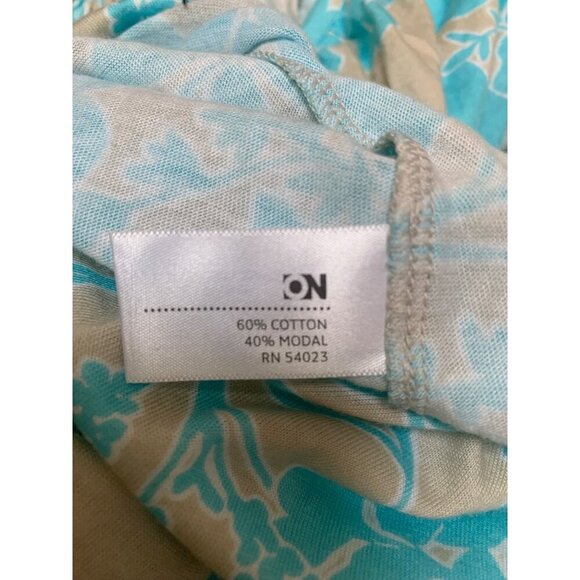 Old Navy Womens Floral Print Blouse Top S Blue & Beige Floral Pattern Short Slee - Picture 8 of 8